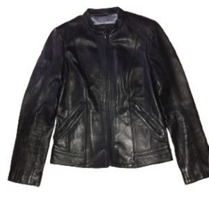 Calvin Klein black leather jacket NWOT size S